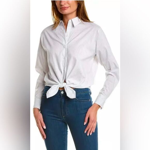 Ba&Sh white cotton front tie blouse, M - Picture 1 of 8